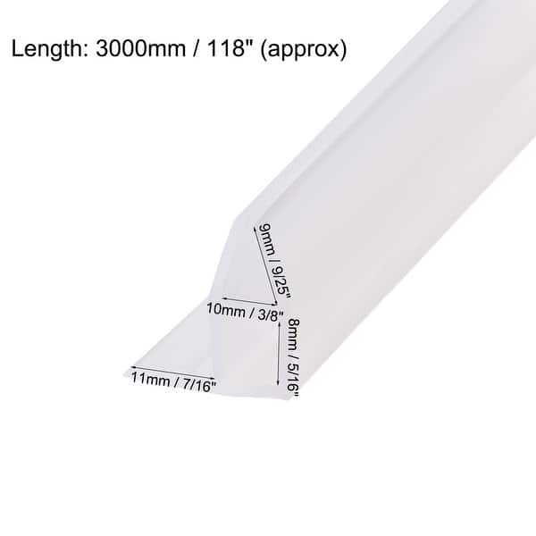 Frameless Glass Shower Door Sweep Corner Seal 11mm Drip Rail 3/8"(10mm